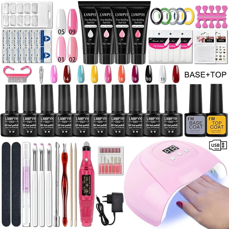 Gel Nail Polish Kit With UV Nail Lamp Electric