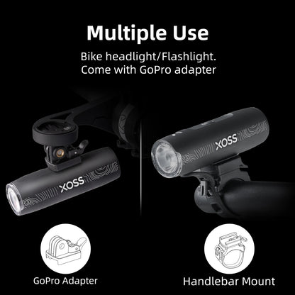 XOSS 1200 Lm Bike Light XL1200 Headlight Waterproof Type-C Rechargeable Front Lamp Bicycle Light Aluminum Ultralight Flashlight