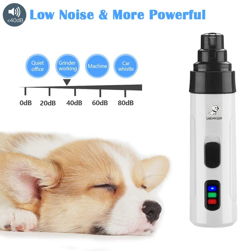 Painless USB Charging Dog Nail Grinders Rechargeable Pet Nail Clippers Quiet Electric