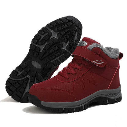 Men's Hiking Snow Boots Winter Shoes with Waterproof and Warm Insulation_RED