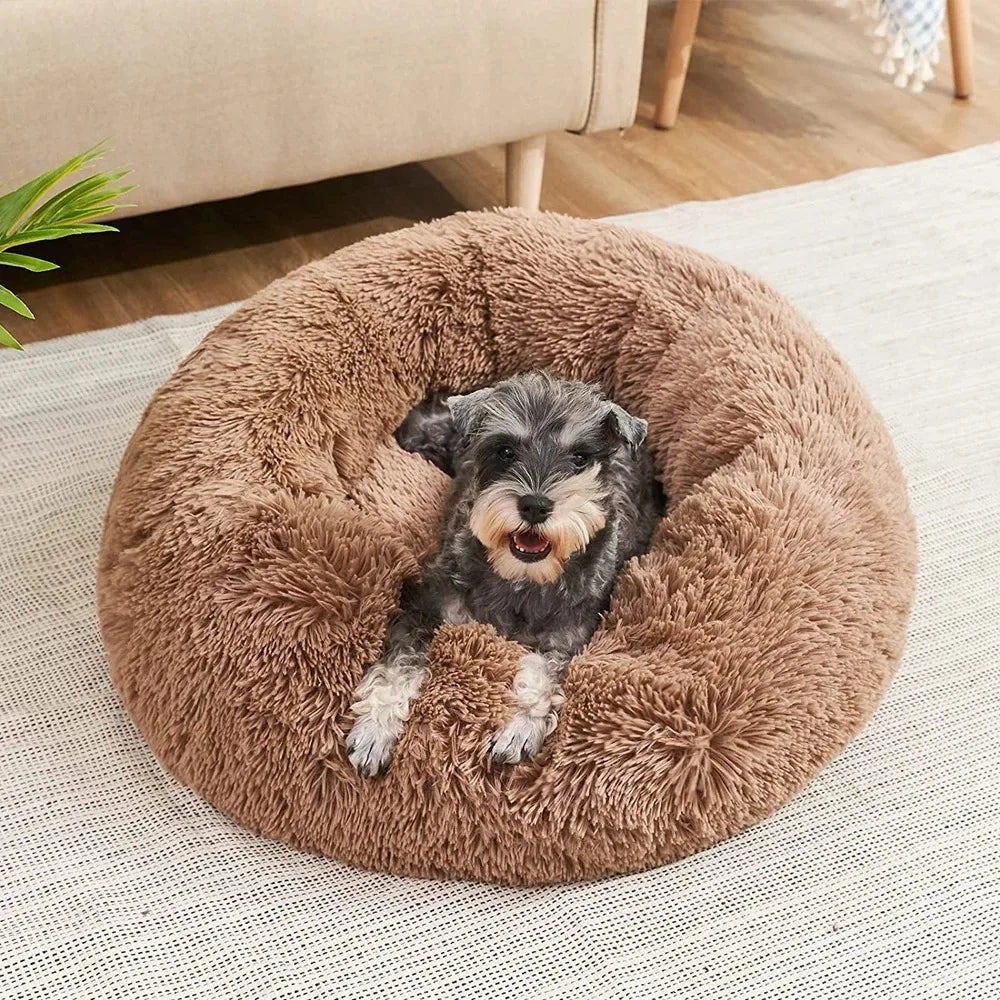 40-90cm Fluffy Dog Bed For Large Round Dog Bed Super Soft Cat House Plush Cat Nest Winter Warm Dog Pet Bed