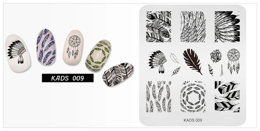 KADS Nail Stamp Flowers Nail Stamping Plates Stainless Steel Nail Art Image Plate Stamp Template Stencil Tools