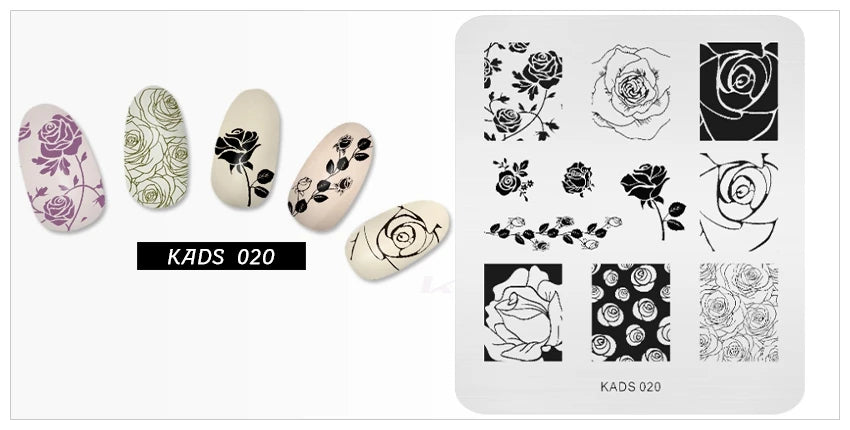 KADS Nail Stamp Flowers Nail Stamping Plates Stainless Steel Nail Art Image Plate Stamp Template Stencil Tools