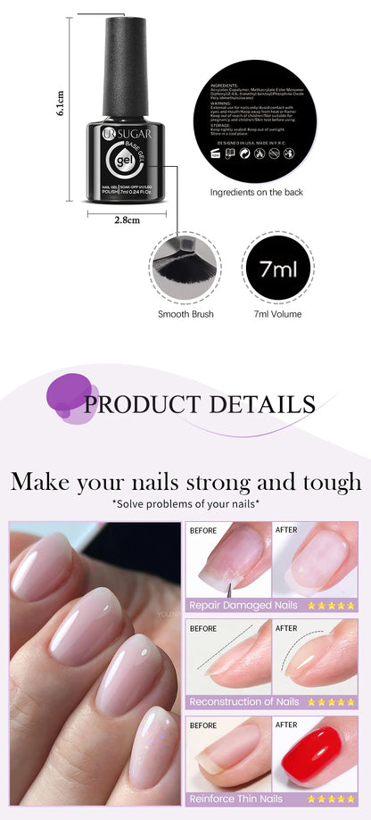 7ML Fiber Rubber Base Gel for Broken Nail Repaired Fiberglass