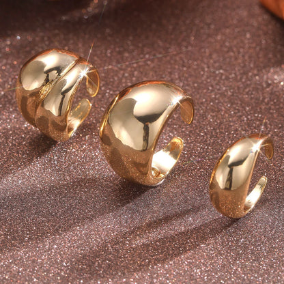 Fashion Gold Color Smooth Geometric Open Rings