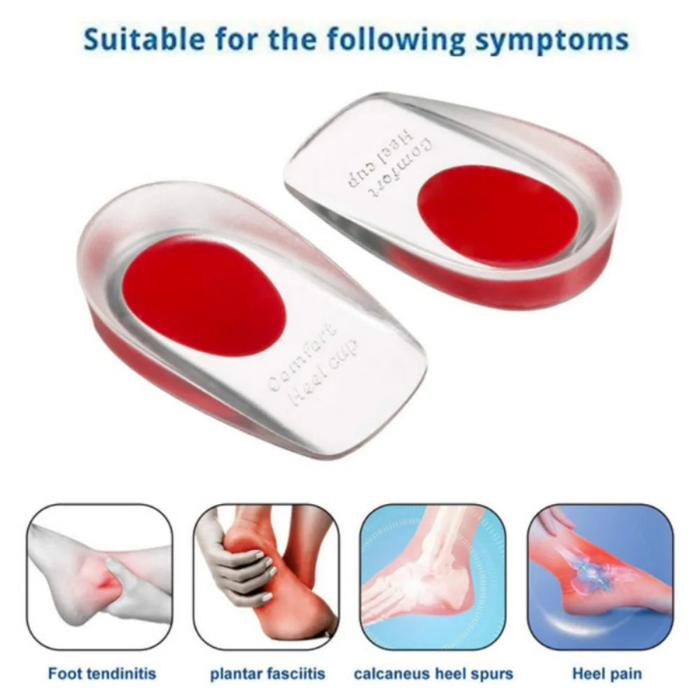 1pair Soft Silicone Gel Insoles Men Women Transparent Relieve Foot Pain