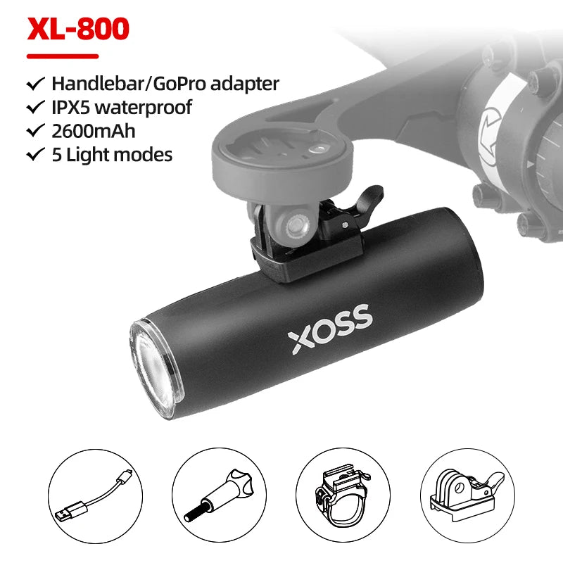 XOSS 1200 Lm Bike Light XL1200 Headlight Waterproof Type-C Rechargeable Front Lamp Bicycle Light Aluminum Ultralight Flashlight