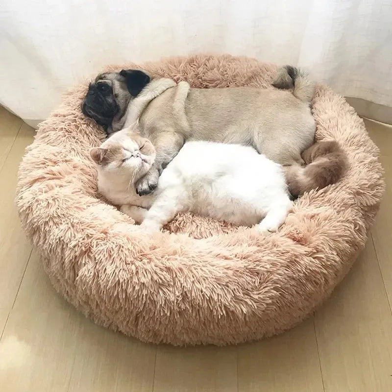 Fluffy Dog Bed For Large Round Dog Bed Super Soft Cat House Plush Cat Nest Winter Warm Dog Pet Bed