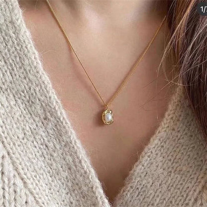 Simple Color Heart Pendant Pearl Necklace For Women Girls Fashion Gold-plate Chain Choker Necklaces 2023 New Trend Jewelry