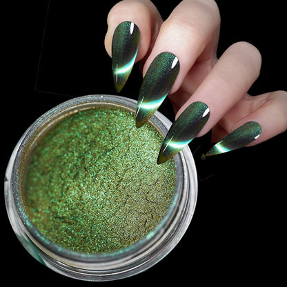 Nail Chrome Powder Cat Eye Effect Sparkly Chameleon Magnetic Nail Pigment Fine Glitter Nail Dust UV Gel Polish Manicure Decorat