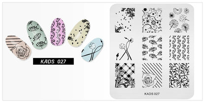 KADS Nail Stamp Flowers Nail Stamping Plates Stainless Steel Nail Art Image Plate Stamp Template Stencil Tools