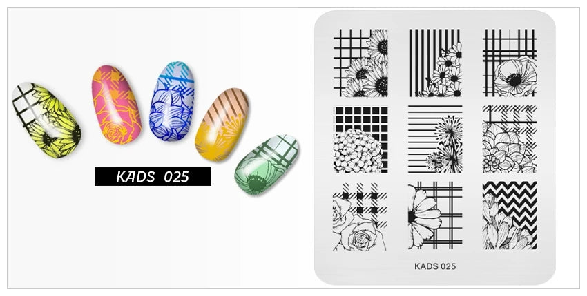 KADS Nail Stamp Flowers Nail Stamping Plates Stainless Steel Nail Art Image Plate Stamp Template Stencil Tools