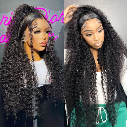 Full Hd Lace Front Human Hair Wig Pre Plucked 30 Inch Glueless Wig 13X6 Deep Curly Wave