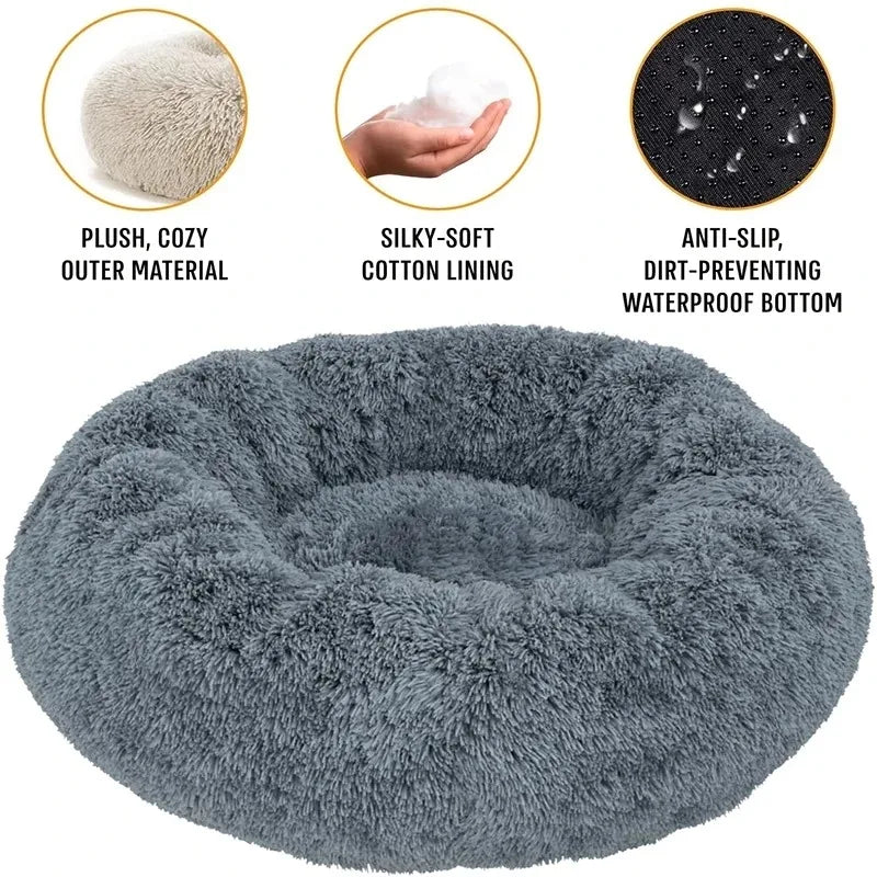 Fluffy Dog Bed For Large Round Dog Bed Super Soft Cat House Plush Cat Nest Winter Warm Dog Pet Bed