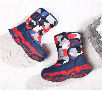 Winter Children Shoes Plush Waterproof Fabric Non-Slip Shoes Rubber