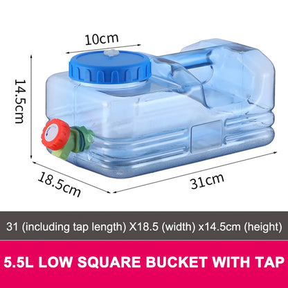 5.5L/10L Capacity Outdoor Water Bucket Portable Water Tank Container with Faucet Driving Water Tank Picnic Camping Accsesorios