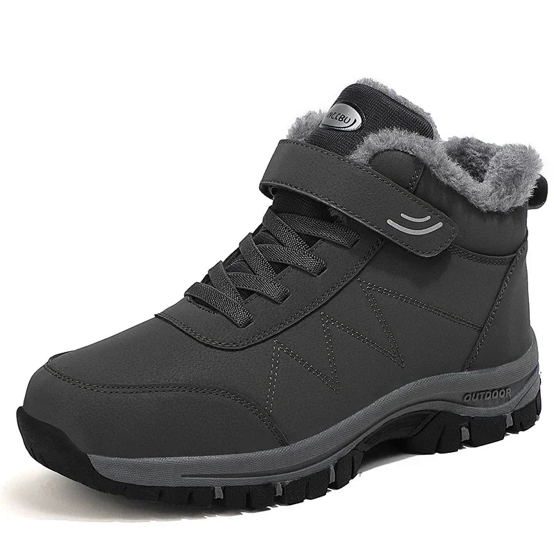 Men's Hiking Snow Boots Winter Shoes with Waterproof and Warm Insulation_Gray