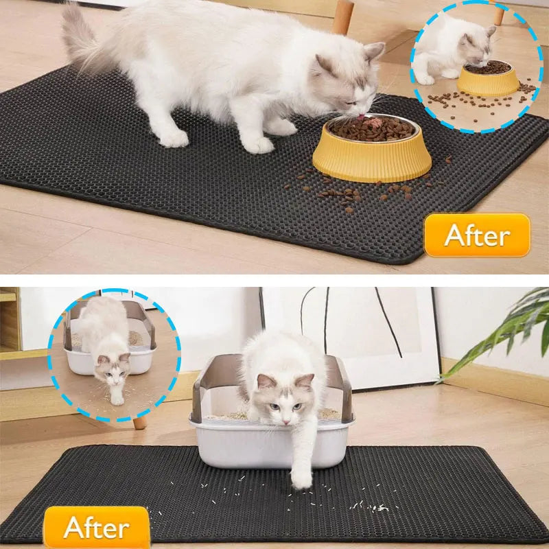 Pet Cat Litter Mat Waterproof Double Layer Cat Litter Trapping Pet Litter Box Mat Clean Pad