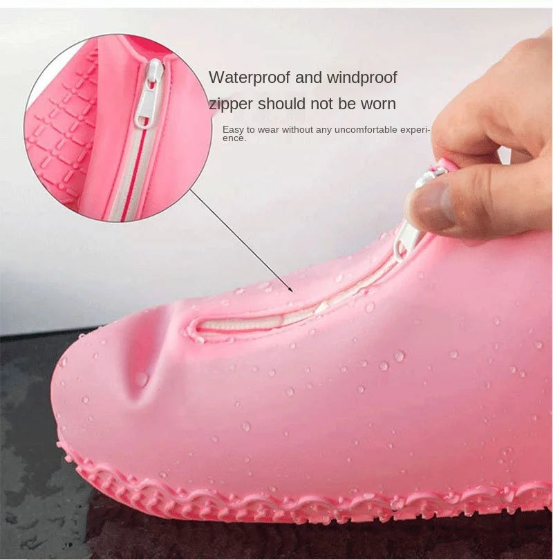 Rubber Shoes Cover Zippers Reusable Waterproof Shoes Covers