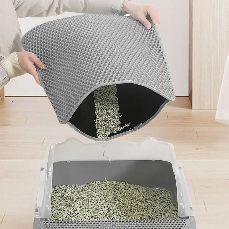 Pet Cat Litter Mat Waterproof Double Layer Cat Litter Trapping Pet Litter Box Mat Clean Pad