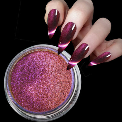 Nail Chrome Powder Cat Eye Effect Sparkly Chameleon Magnetic Nail Pigment Fine Glitter Nail Dust UV Gel Polish Manicure Decorat