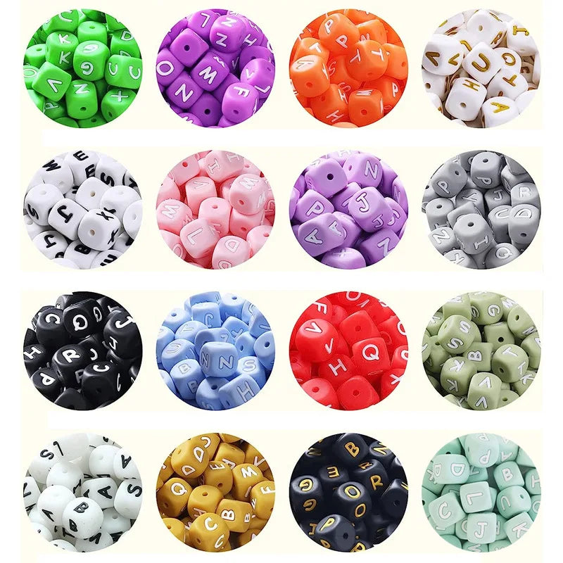 Silicone Letter Beads 12mm Perles en silicone avec lettres