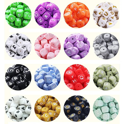 Silicone Letter Beads 12mm Perles en silicone avec lettres