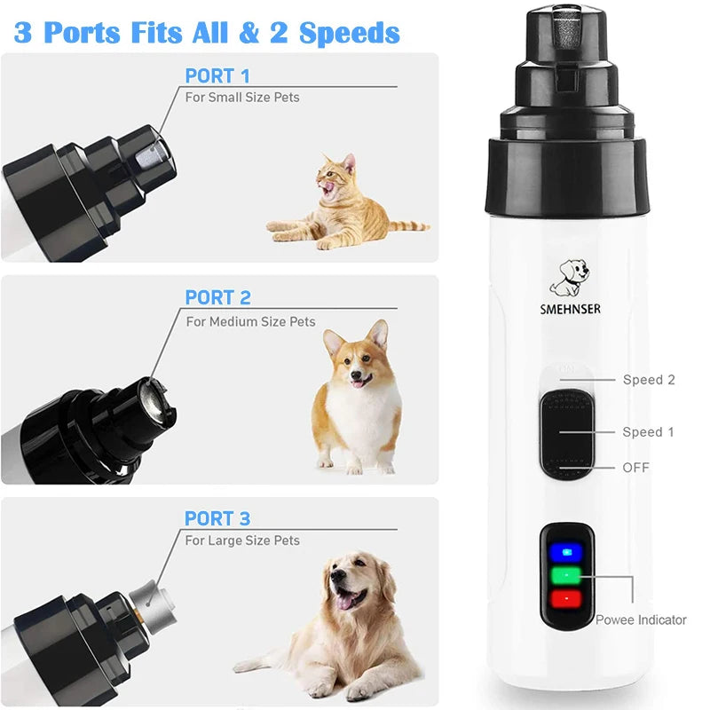 Painless USB Charging Dog Nail Grinders Rechargeable Pet Nail Clippers Quiet Electric