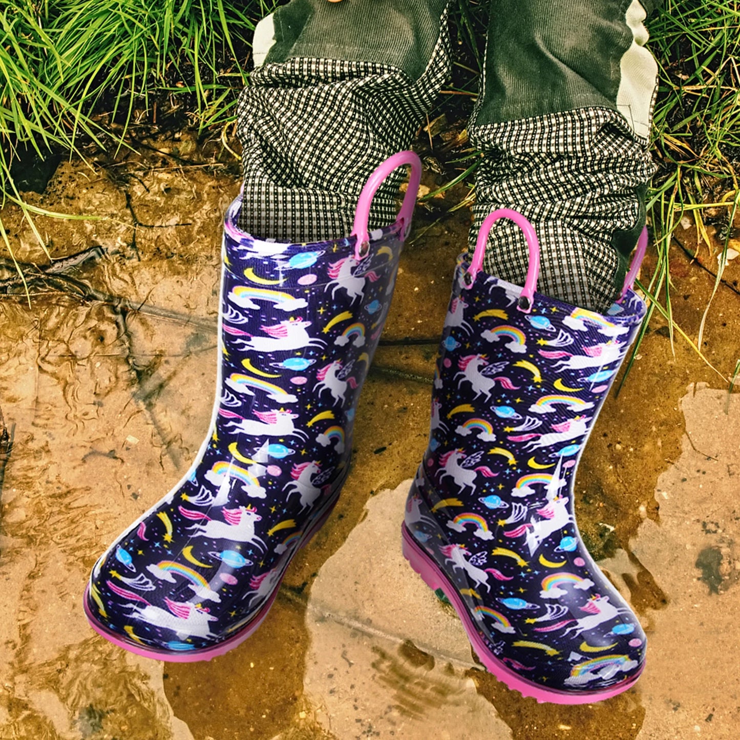 Kids Rain Boots With Handles Rain Shoes For Kids