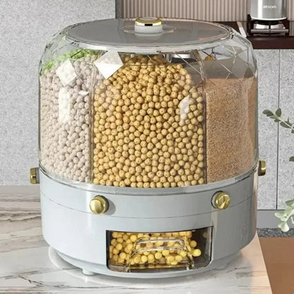 360 Degree Rotating Rice Cereal Dispenser Food Container Storage Box