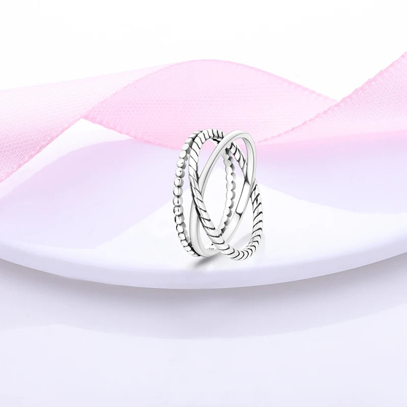 Silver Stackable Vintage Leaf Ring Crystal S925 Bowknot Rings Original Finger Rings Retro Jewelry