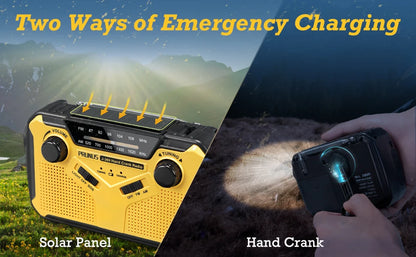 Emergency Radio AM/FM Portable Radio Solor Hand Crank USB AA Batteries Rechargeable