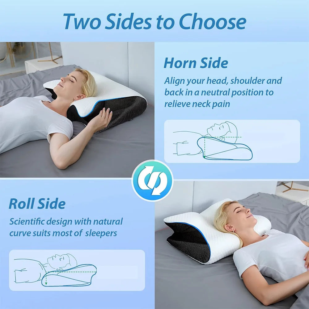 Comfortable Memory Foam Sleep Pillow Cervical Orthopedic Neck Massage Oreiller de sommeil confortable en mousse à mémoire de forme pour massage orthopédique du cou