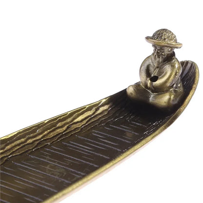 Creative Incense Holder Incense Holder Boat Old Men Fishing Japanese Style Incense Stick Burner Aromatherapy Ornament Home Decor