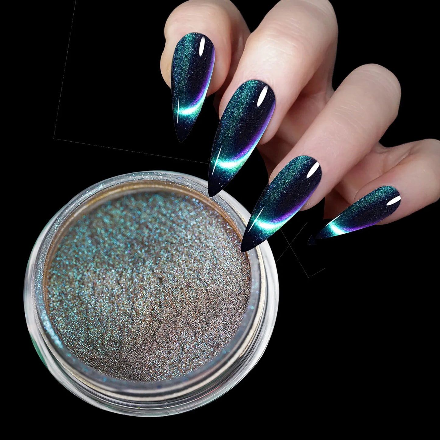 Nail Chrome Powder Cat Eye Effect Sparkly Chameleon Magnetic Nail Pigment Fine Glitter Nail Dust UV Gel Polish Manicure Decorat