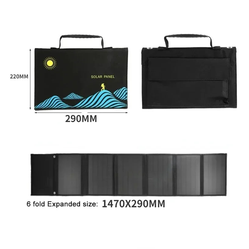 Folding Bag 10-100W Solar Panel Portable USB+DC Output Solar Charger Outdoor Power Supply Mobile Phone Generator