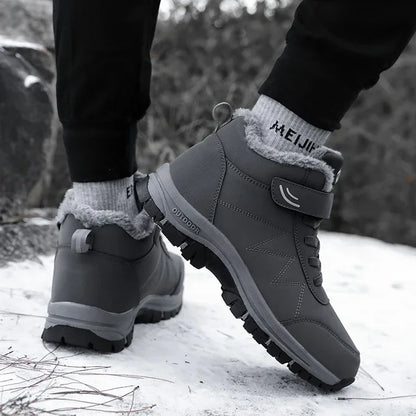 Men's Hiking Snow Boots Winter Shoes with Waterproof and Warm Insulation_Gray