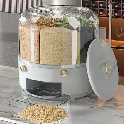 360 Degree Rotating Rice Cereal Dispenser Food Container Storage Box