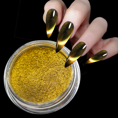 Nail Chrome Powder Cat Eye Effect Sparkly Chameleon Magnetic Nail Pigment Fine Glitter Nail Dust UV Gel Polish Manicure Decorat