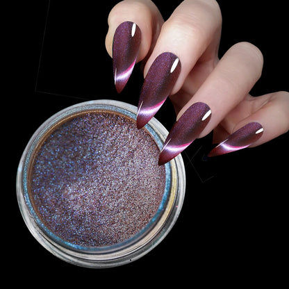 Nail Chrome Powder Cat Eye Effect Sparkly Chameleon Magnetic Nail Pigment Fine Glitter Nail Dust UV Gel Polish Manicure Decorat