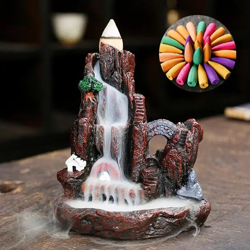 30/60Pc Waterfall Smoke Backflow Natural Incense Cone Incense Cone Lavender Multi-scented Suitable for Places Tea Room Yoga Room