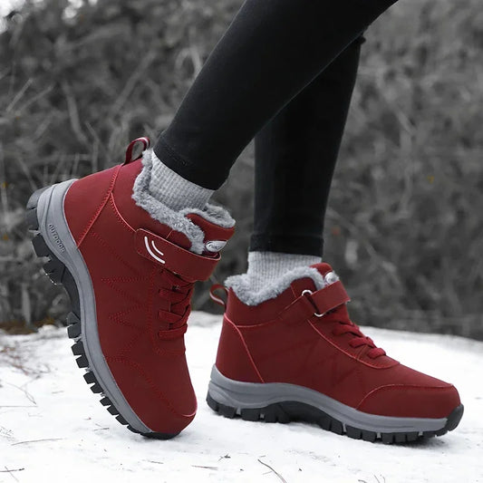 Men's Hiking Snow Boots Winter Shoes with Waterproof and Warm Insulation_RED