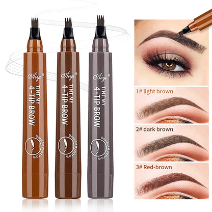 Four-pronged eyebrow pencil, four-end, long-lasting, non-smudged, water-resistant, anti-smudged eyebrow pencil