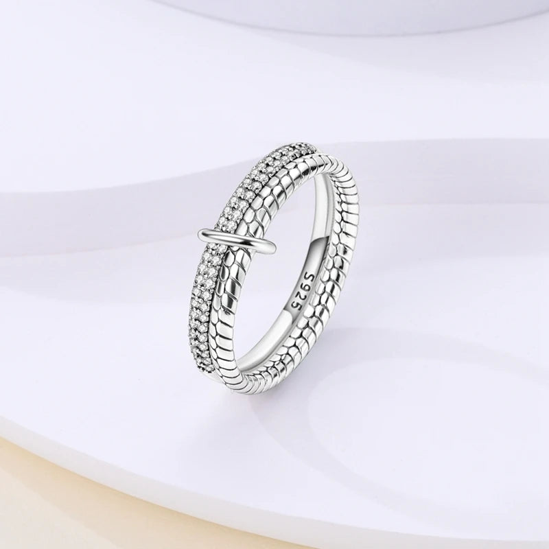 Silver Stackable Vintage Leaf Ring Crystal S925 Bowknot Rings Original Finger Rings Retro Jewelry