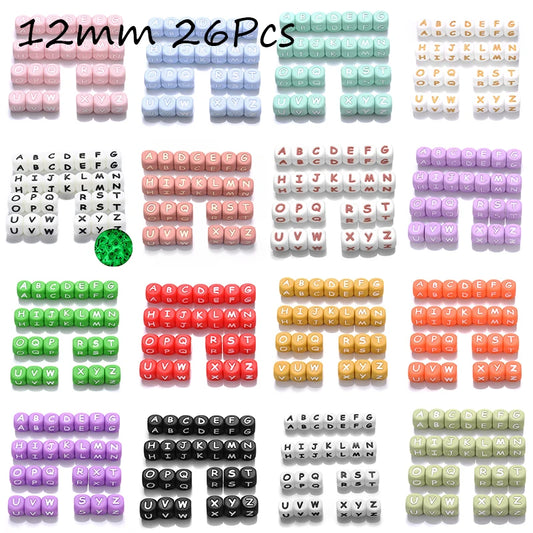 Silicone Letter Beads 12mm Perles en silicone avec lettres