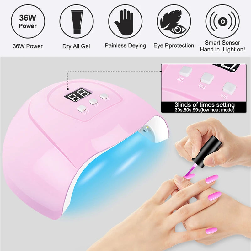 Gel Nail Polish Kit With UV Nail Lamp Electric