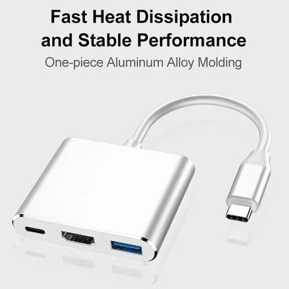 New 3-in-1 USB C Hub with 100W Power Delivery,USB 3.0/4K HDMI for MacBook,Surface/Chrome/Steam Deck,Stable Driver Smart Adapter