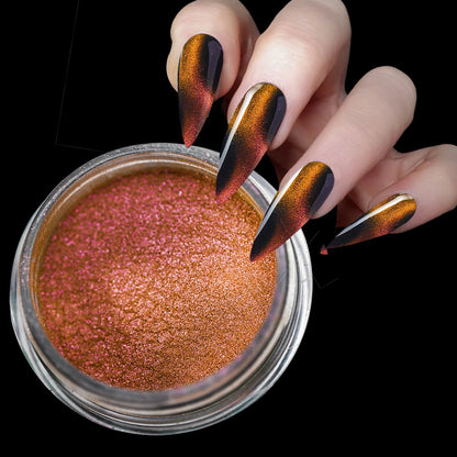 Nail Chrome Powder Cat Eye Effect Sparkly Chameleon Magnetic Nail Pigment Fine Glitter Nail Dust UV Gel Polish Manicure Decorat