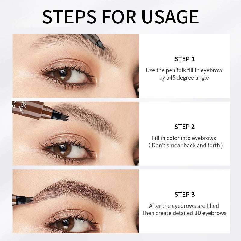 Four-pronged eyebrow pencil, four-end, long-lasting, non-smudged, water-resistant, anti-smudged eyebrow pencil